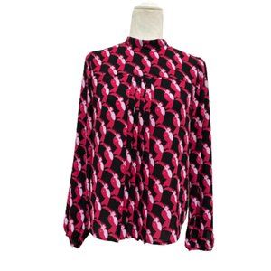 Avec les Filles Pink & Black Animal Print Blouse NWOT Size XS